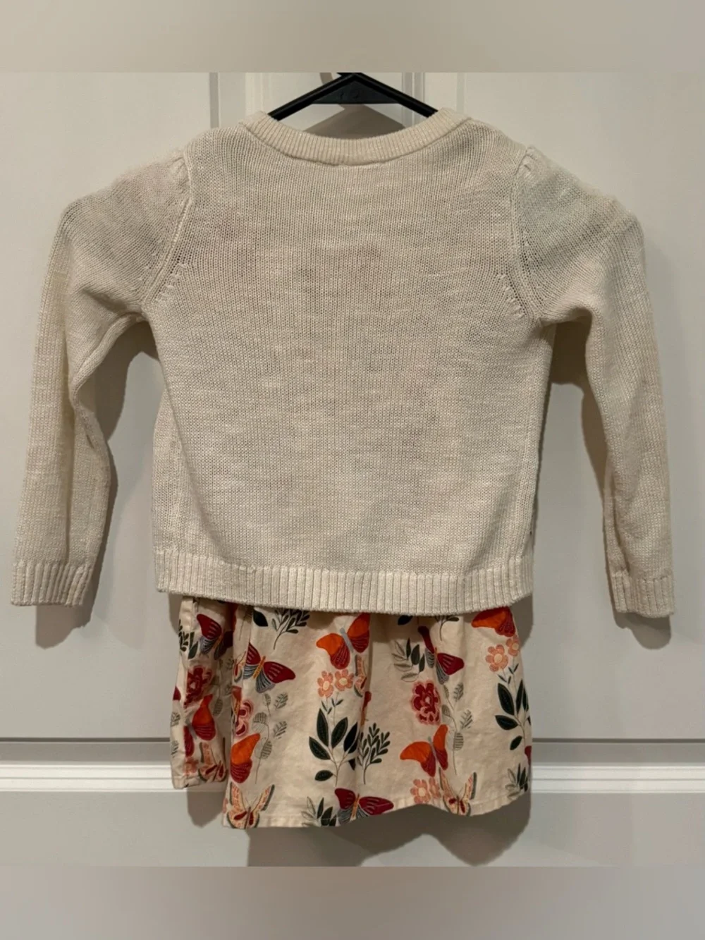 Gymboree Cream Cardigan with Floral & Butterfly Embroidery with Matching Dress